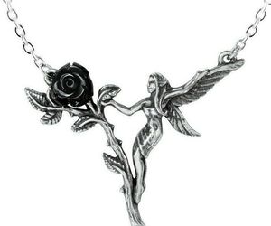 Alchemy Gothic Faerie Glade Necklace Black Resin Rose Magical Fairy Pendant P844, an item from the 'A Little Fairy Magic for the New Year' hand-picked list