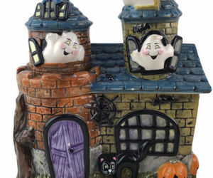 David’s Cookies Halloween Haunted House Cookie Jar Ghost Black Cat Jack'olantern, an item from the 'Haunted Halloween Home' hand-picked list