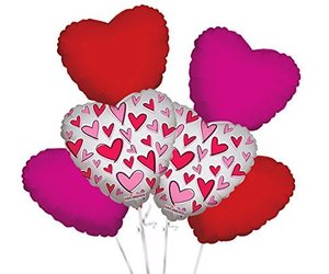 6 pc Love Heart Valentine Day Balloon Bouquet, an item from the 'Love Is In The Air' hand-picked list