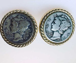 MERCURY 1935 DIME Men&#39;s Cufflinks - Vintage -FREE SHIPPING, an item from the 'Collectable Memories ' hand-picked list