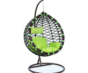 Wicker Hanging Egg Swing Chair Green Indoor Outdoor Use, an item from the 'Summer Outdoor Furniture' hand-picked list