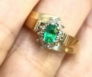 Vintage Diamond Colombian Emerald Ring Engagement 22k Gold Ring May Birthstone, an item from the 'May is for Emeralds' hand-picked list