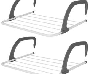2x Over Radiator Clothes Airer Caravan Laundary Towel Dryer 5 Bar Rail Rack Grey, an item from the 'College Daze' hand-picked list