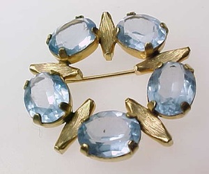 BLUE TOPAZ GOLD FILLED BROOCH Pin, an item from the 'December's Birthstone: Blue Topaz' hand-picked list