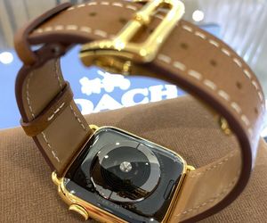 Brown Leather Band 44mm 24k Gold Plated Deplo Buckle Fits Any Series Apple Watch, an item from the 'Apple Watch Bands' hand-picked list