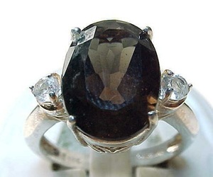 Vintage Genuine SMOKY TOPAZ and Cubic Zirconia RING in STERLING  - Size 6 3/4, an item from the 'November birthstones are beautiful Topaz and Citrine' hand-picked list