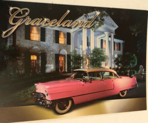 Elvis Presley Graceland Postcard Pink Cadillac In Driveway, an item from the 'Remembering The King - ELVIS' hand-picked list