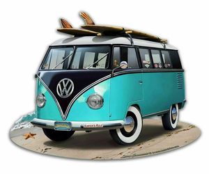 VW Bus Turquoise Plasma Cut Metal Sign, an item from the 'Shades of Turquoise' hand-picked list