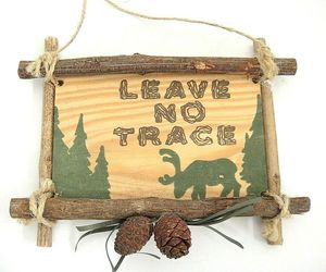 Leave No Trace Christmas Ornament Hanging Sign Pinecones Elk Rustic Cabin Wooden, an item from the 'Love Me or Leave Me' hand-picked list