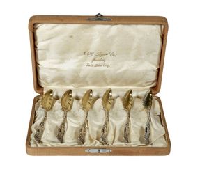 Antique 1889 Sterling Silver Grapefruit Spoons - Victorian Set of Six in Origina, an item from the 'Victorian Elegance' hand-picked list
