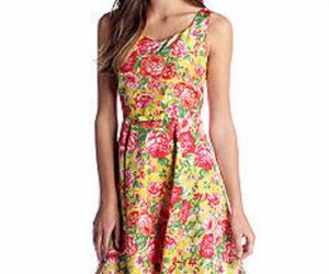 NEW JANE SUMMERS YELLOW PINK SILK FLORAL FLARE DRESS SIZE 12 $358, an item from the 'Girls just wanna have sun' hand-picked list