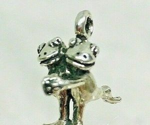 Sterling Silver Frog Charms Charm  Frogs Dancing Cheek to Cheek 1/2&quot; D5, an item from the 'Frog Festival' hand-picked list