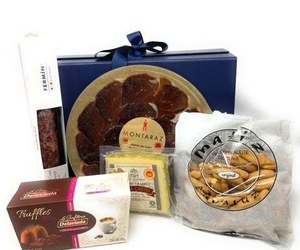 Mariana Appreciation Blue Box-Spain Food Gift, an item from the 'Holiday Gift Baskets' hand-picked list