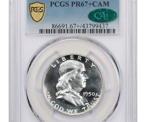 1950 50c PCGS/CAC PR 67+ CAM - Rare Cameo Proof - Franklin Half Dollar, an item from the 'For the Coin Collector' hand-picked list