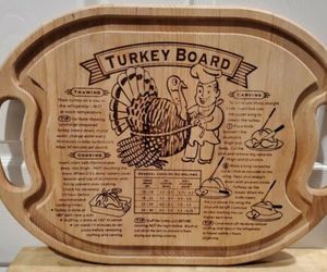 Turkey Carving Board with Cooking &amp; Carving Instructions - Wooden - 21&quot; x 15&quot;, an item from the 'Holidays Cooking ' hand-picked list