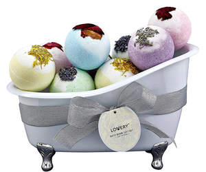 Bath Bombs Gift Set for Women 10 Large Two Tone Colorful -, an item from the 'Self Care' hand-picked list
