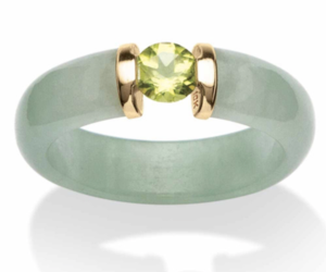 ROUND GREEN PERIDOT JADE 10K YELLOW GOLD RING 5 6 7 8 9 10, an item from the 'PERIDOT - Birthstone for August' hand-picked list