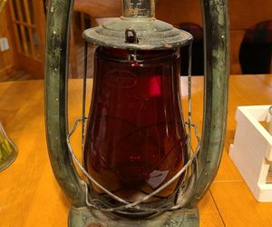 Vintage Rare Embury No.0 Air Pilot Kerosene Lantern Lamp Red Globe, an item from the 'Vintage Household Collectibles' hand-picked list