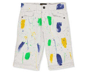 Big Boys Shorts GS-115 Big  Boys Paint Splatter Denim Shorts Size 14 White, an item from the 'Just Splattering Around' hand-picked list