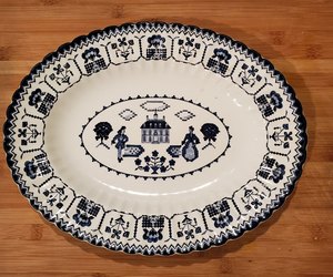 Vintage Blue and White Platter, Royal Staffordshire Ironstone Sampler JG Meakin, an item from the 'English Ironstone' hand-picked list