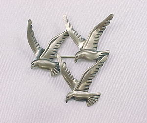 THREE BIRD Vintage BROOCH Pin - BEAU STERLING, an item from the 'Birds of a Feather....' hand-picked list