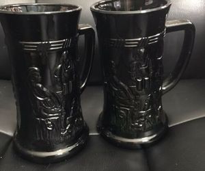 Tiara Indiana Glass German Colonial Steins / Mugs Lot of 2 Black Glass Vintage , an item from the 'Love vintage Tiara glass?' hand-picked list