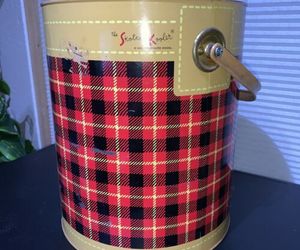 Vintage The Skotch Kooler 4 Gallon Deluxe Red Plaid Round Cooler, an item from the 'Seeing Red' hand-picked list