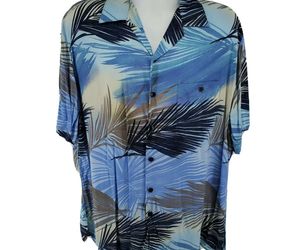 Alan Stuart Hawaiian Shirt Vintage Size L Blue Cruise Party Beach Vacation, an item from the 'Tropical Tops for Men' hand-picked list