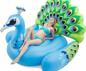Inflatable Peacock Pool Float Fun Beach Toy Swim Party Island Summer Raft Lounge, an item from the 'Just Add Air' hand-picked list