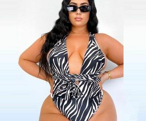 Plus Size Swimsuit Women One Piece Sexy Print Bandage Bathing Suits Summer Beach, an item from the 'The Wetter The Better' hand-picked list
