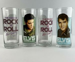 Elvis Presley The King Of Rock N&#39; Roll Collector 4 - 10oz Glass Set, an item from the 'Remembering The King - ELVIS' hand-picked list