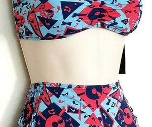 MARC JACOBS BONES BANDEAU HIGH WAIST BIKINI 2PC BATHING SUIT BLUE P(XS) $196 NWT, an item from the 'The Wetter The Better' hand-picked list