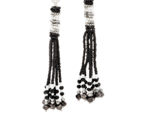 The Marrakesh - Multi-Strand Seed Bead Tassel Earrings, Black, an item from the 'Beaded Jewelry' hand-picked list