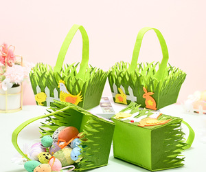 Happy Easter Eggs Basket Candy Storage Bucket Handbag Rabbit Chicken Gift Basket, an item from the 'Egg-cited for Easter?' hand-picked list