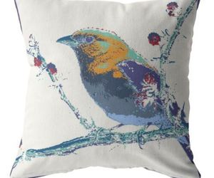 Decorative &amp; Durable 18? Blue White Robin Indoor Outdoor Throw Pillow, an item from the 'Sink into a comfy new spot everyday.' hand-picked list