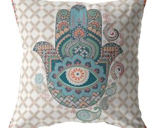 Decorative &amp; Durable 16? Blue Gray Hamsa Boho Suede Throw Pillow, an item from the 'Sink into a comfy new spot everyday.' hand-picked list