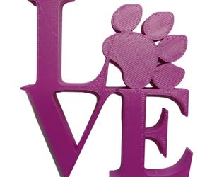 Love Word With Paw Print Table Shelf Home Decor Purple Made In USA PR859, an item from the 'Purple Haze' hand-picked list