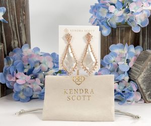 Kendra Scott Martha Rose Gold White Mother of Pearl Large Statement Earrings NWT, an item from the 'Mother of Pearl Jewelry' hand-picked list