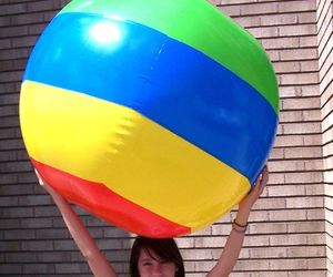 HUGE 4 FOOT STRIPED INFLATABLE BEACH BALL novelty blowup TOY inflate new balls, an item from the 'Just Add Air' hand-picked list