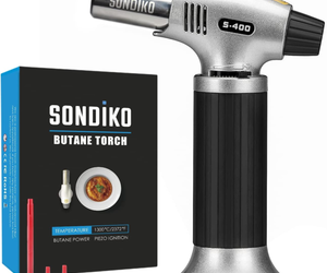 Sondiko Butane Torch S400, Refillable Kitchen Torch Lighter, Fit All Butane Tank, an item from the 'Good food is always prepared with good utensils' hand-picked list
