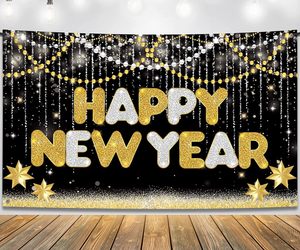 Happy New Year Banner - 72X44 Inch | Shinny Happy New Year Decorations 2023 | Ne, an item from the 'Happy New Year 2023 ' hand-picked list