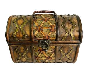 Vintage Box Purse Wood Wicker &amp; Metal Trim Overnight Bag Luggage Hinged 10x8x6.5, an item from the 'Meet your new favorite bag!' hand-picked list