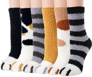 Women Fuzzy Socks 6 Pairs Cozy Soft Fluffy Cute Cat Animal Slipper Socks Home Sl, an item from the 'Survive the Cold Weather ' hand-picked list