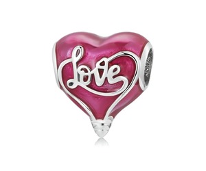 Valentine&#39;s Day &quot;Love&quot; Pink Heart Bulb Charm 925 Sterling Silver , an item from the 'Love is in the air' hand-picked list
