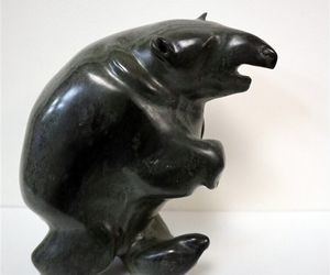Polar Bear with Seal by Inuit Carver Davidee Tiviti c1960 Rare Rock 10&quot; Supberb!, an item from the 'North to Alaska' hand-picked list
