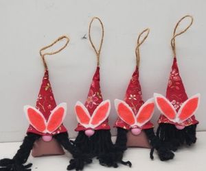 Pink Easter Bunny Gnome Ornaments Set Of 4, an item from the 'Egg-cited for Easter?' hand-picked list