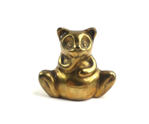 Vintage Solid Brass Teddy Bear Small Figurine Statue Sculpture Made in India, an item from the 'New and Vintage Indian Goods' hand-picked list