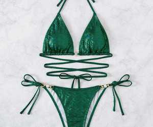 Woman Sexy Green Criss Cross Bandage Swimsuit Thong Bikini, an item from the 'Life is better in a bikini' hand-picked list
