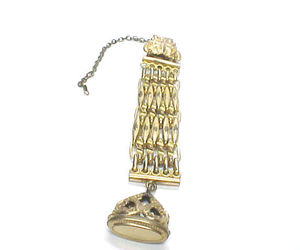 Antique VICTORIAN GOLD FILLED POCKET WATCH FOB and CHAIN-Signed F.M. Co-24.4 gra, an item from the 'Golden Treasures' hand-picked list
