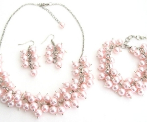 Bridal Set Chunky Pearl Soft Pink Pearls Necklace Earrings Bracelet We, an item from the 'Winter Jewelry' hand-picked list